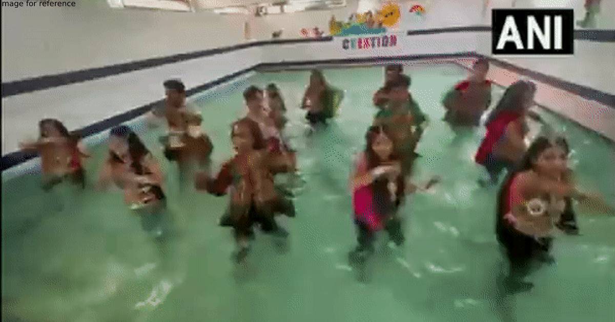 Garba with a twist: People in Udaipur perform Garba in swimming pool